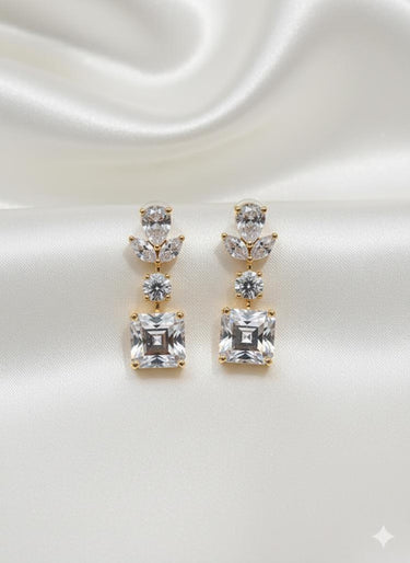 Square Drop Silver Earrings